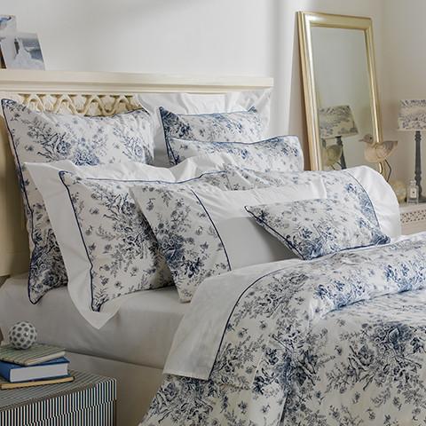 Egyptian Sateen Cotton Cottage Garden Midnight Blue Duvet Cover